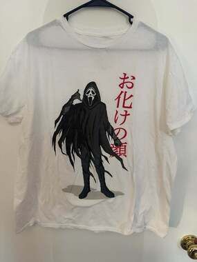 Ghost Face Scream 'Call Me' Japanese Text Graphic T-Shirt